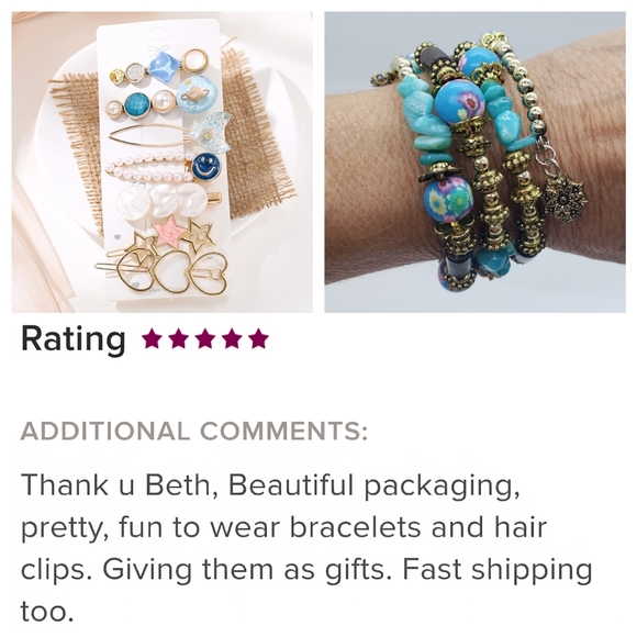 7 Barrette Set Hearts Stars Smiley Face Hair Clips Blue - Picture 6 of 10